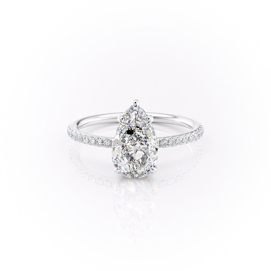 The Pave Sandra Set With A 1 Carat Pear Moissanite