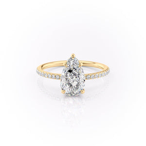 The Pave Sandra Set With A 1.5 Carat Pear Moissanite