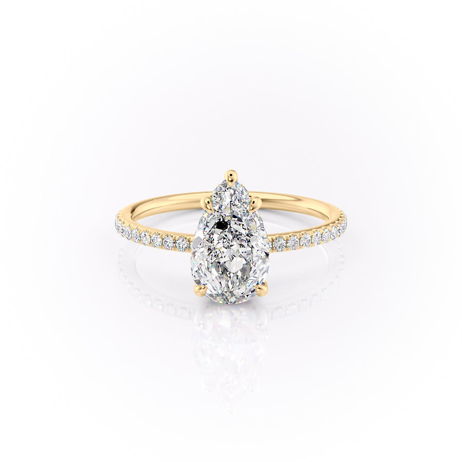 The Pave Sandra Set With A 2.5 Carat Pear Moissanite
