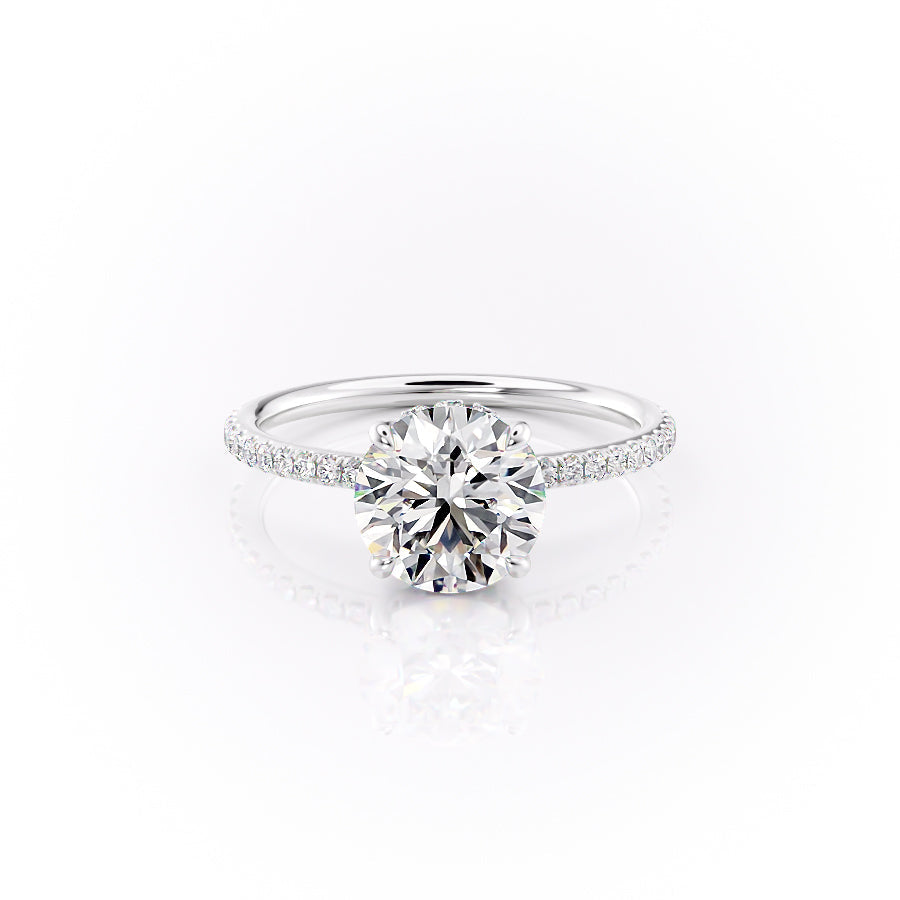 The Pave Sandra Set With A 2.5 Carat Round Moissanite