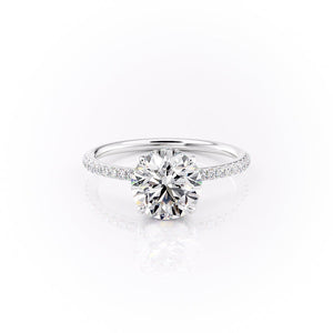 The Pave Sandra Set With A 2.5 Carat Round Lab Diamond