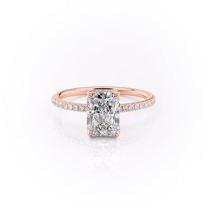 The Pave Sandra Set With A 3 Carat Radiant Moissanite