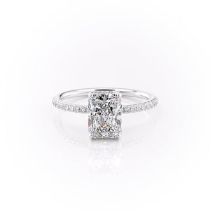 The Pave Sandra Set With A 1 Carat Radiant Moissanite