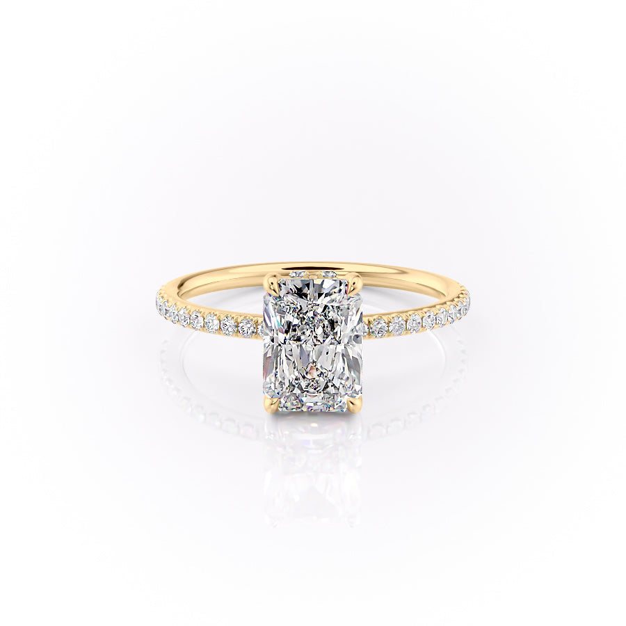 The Pave Sandra Set With A 3 Carat Radiant Lab Diamond