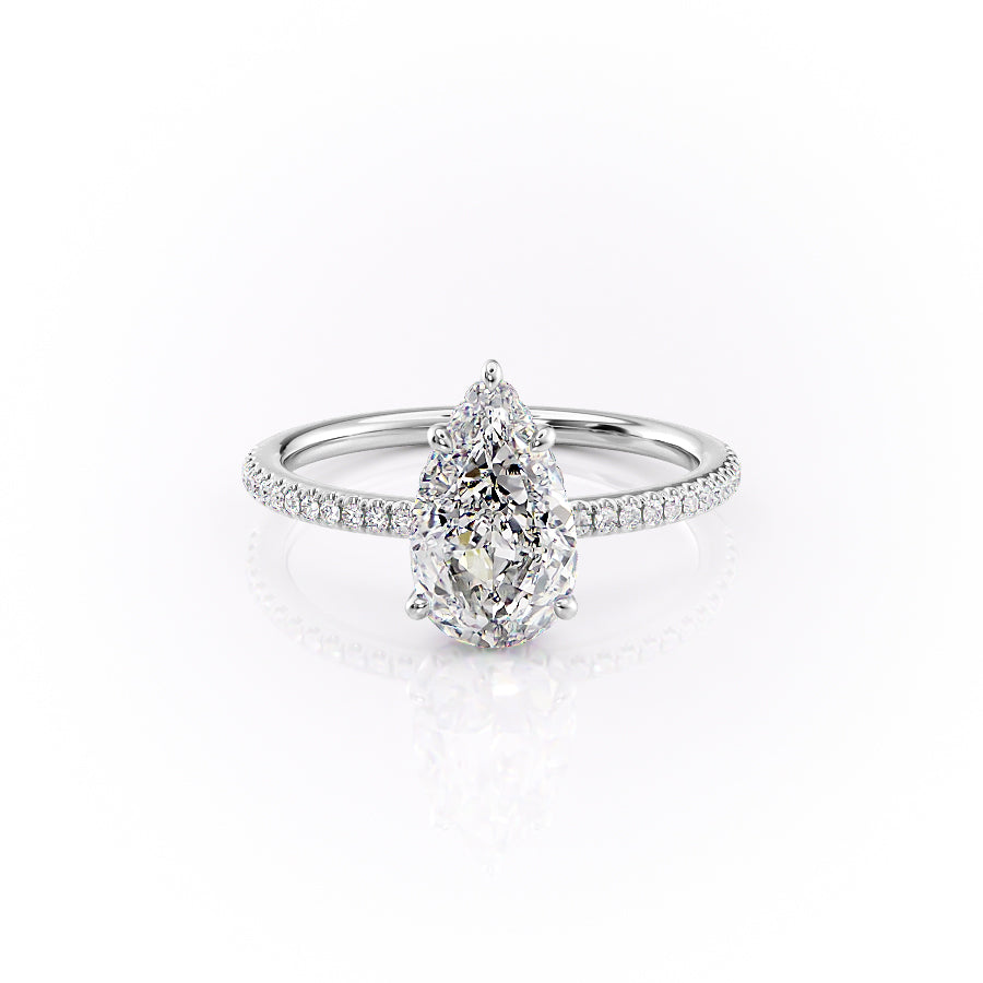 The Pave Margot Set With A 4.5 Carat Pear Moissanite