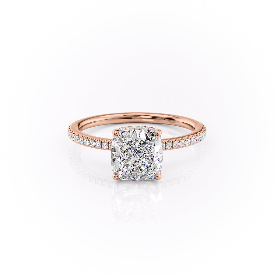 The Pave Margot Set With A 2.5 Carat Cushion Lab Diamond
