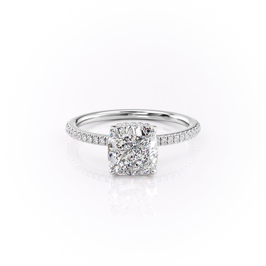 The Pave Margot Set With A 4.5 Carat Cushion Moissanite