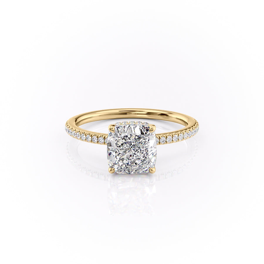The Pave Margot Set With A 3 Carat Cushion Lab Diamond