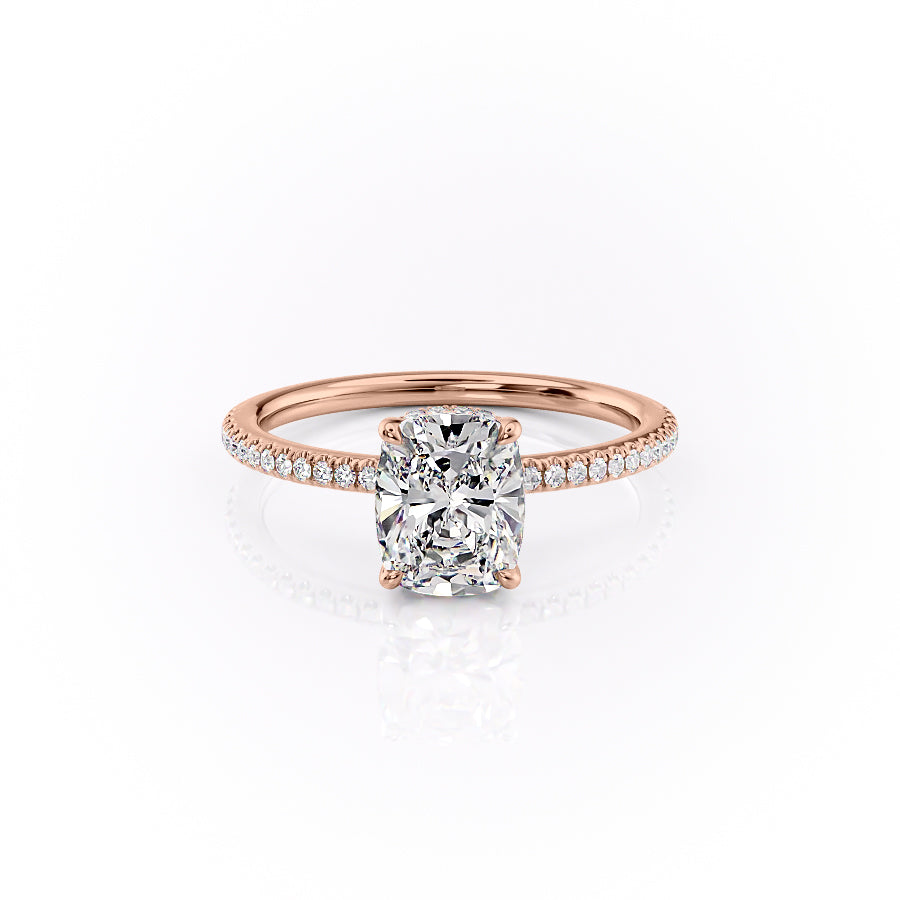The Pave Margot Set With A 1.5 Carat Elongated Cushion Lab Diamond