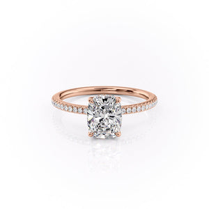 The Pave Margot Set With A 1.5 Carat Elongated Cushion Moissanite