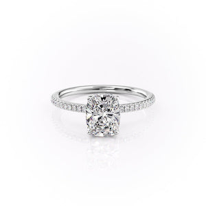 The Pave Margot Set With A 4.5 Carat Elongated Cushion Moissanite