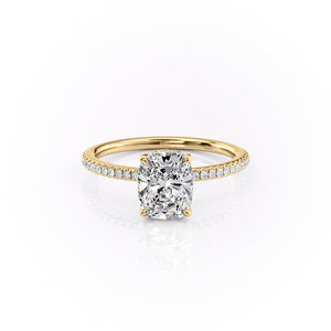 The Pave Margot Set With A 2.5 Carat Elongated Cushion Moissanite