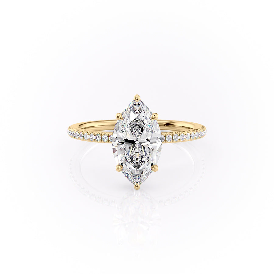 The Pave Margot Set With A 2.5 Carat Marquise Lab Diamond