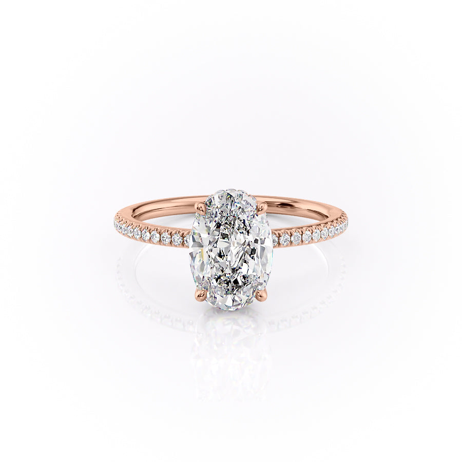 The Pave Margot Set With A 3.5 Carat Oval Moissanite