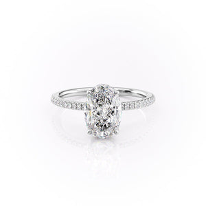 The Pave Margot Set With A 1.5 Carat Oval Lab Diamond