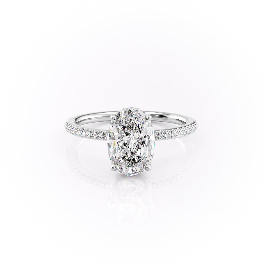 The Pave Margot Set With A 2.5 Carat Oval Lab Diamond