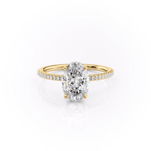 The Pave Margot Set With A 2.5 Carat Oval Moissanite