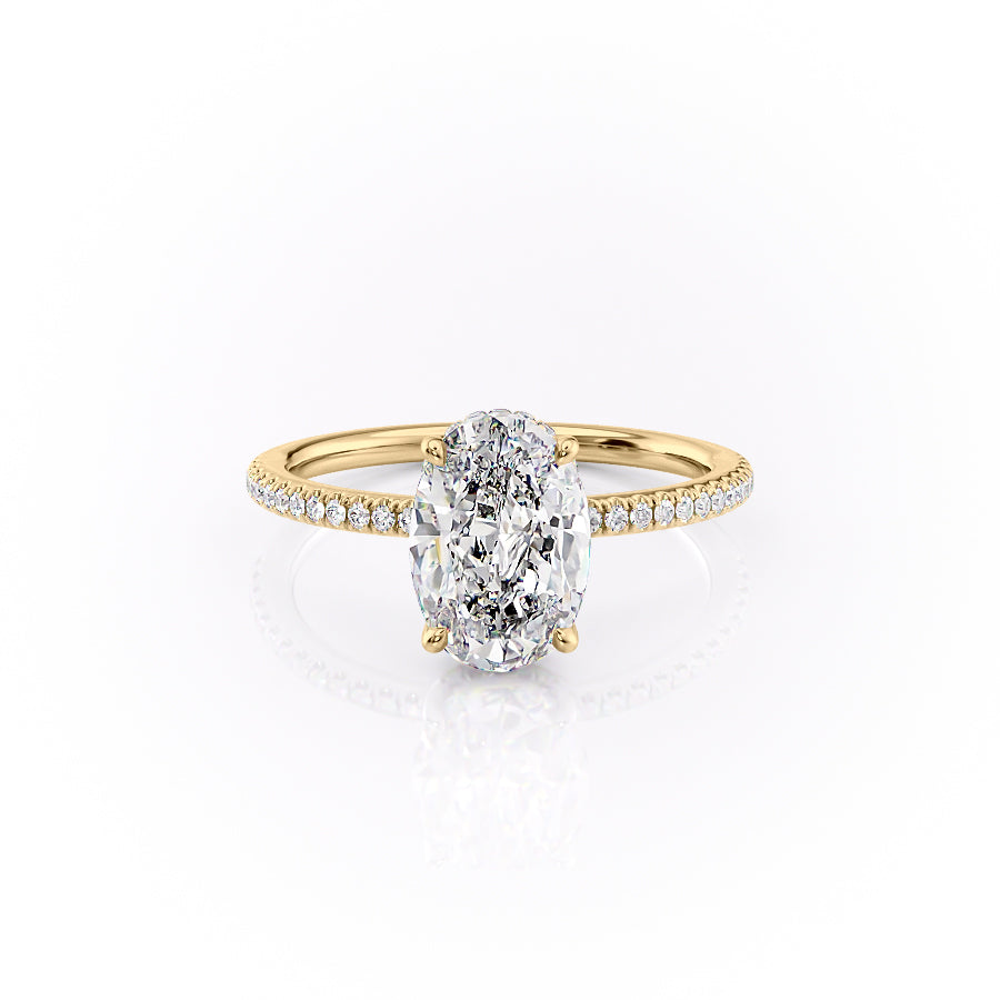 The Pave Margot Set With A 3.5 Carat Oval Moissanite