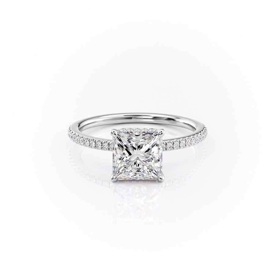 The Pave Margot Set With A 1.5 Carat Princess Lab Diamond