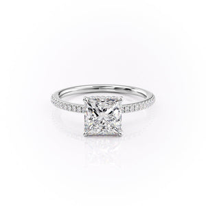 The Pave Margot Set With A 3 Carat Princess Lab Diamond