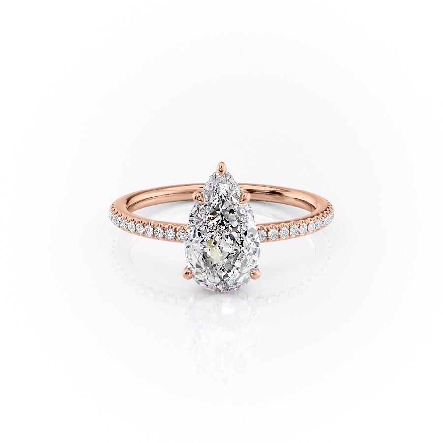 The Pave Margot Set With A 1.5 Carat Pear Lab Diamond