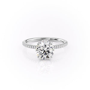 The Pave Margot Set With A 2.5 Carat Round Lab Diamond