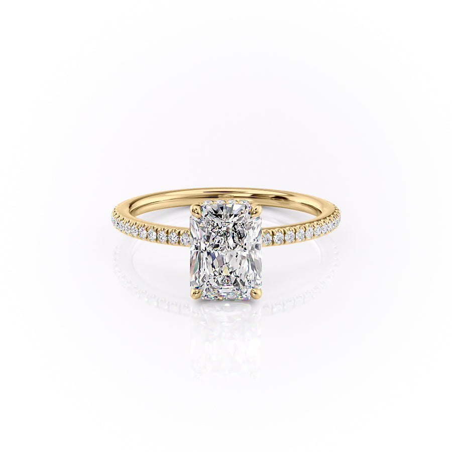 The Pave Margot Set With A 3.5 Carat Radiant Moissanite