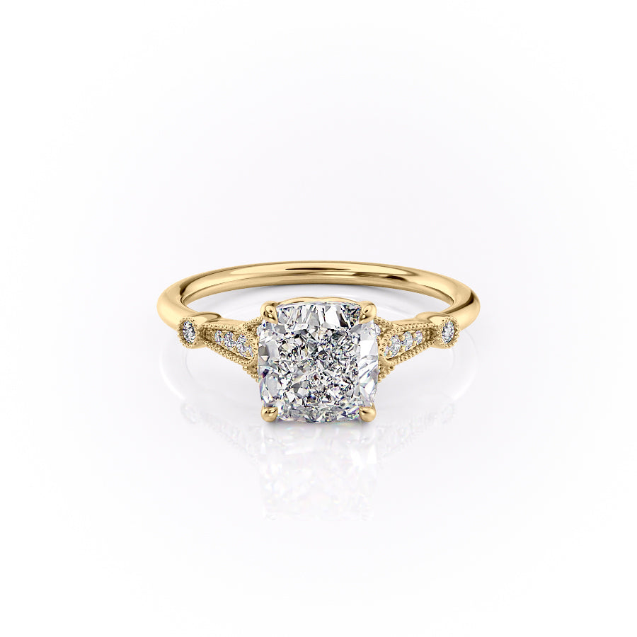 The Stephanie Set With A Cushion Lab Diamond