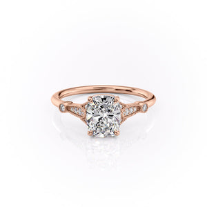 The Stephanie Set With A Elongated Cushion Lab Diamond