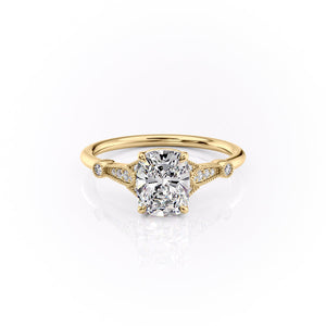 The Stephanie Set With A 1.5 Carat Elongated Cushion Moissanite