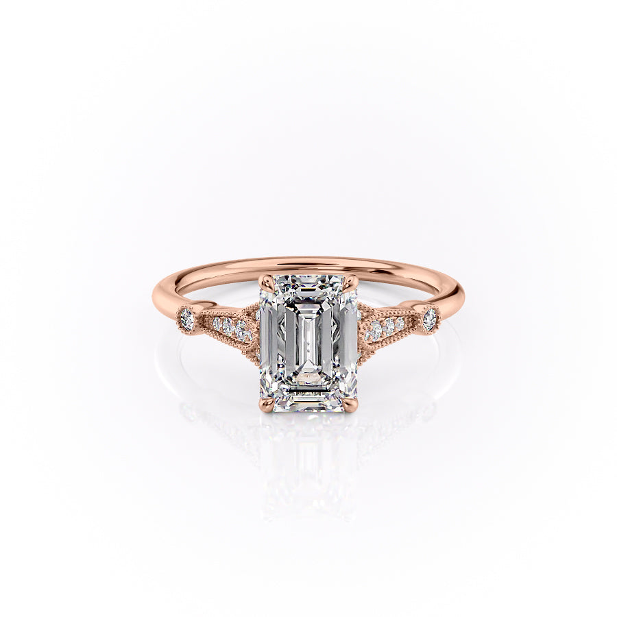 The Stephanie Set With A 1.5 Carat Emerald Moissanite