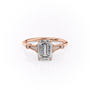 The Stephanie Set With A 1.5 Carat Emerald Moissanite