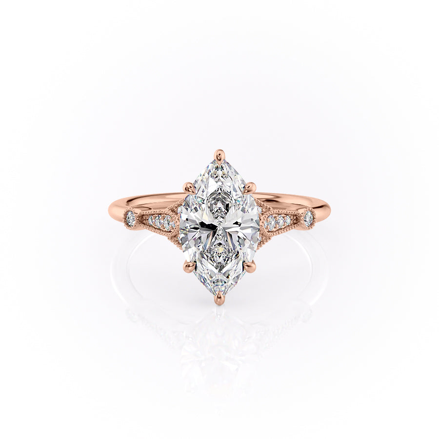 The Stephanie Set With A 1 Carat Marquise Lab Diamond