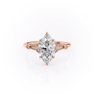 The Stephanie Set With A 1 Carat Marquise Lab Diamond