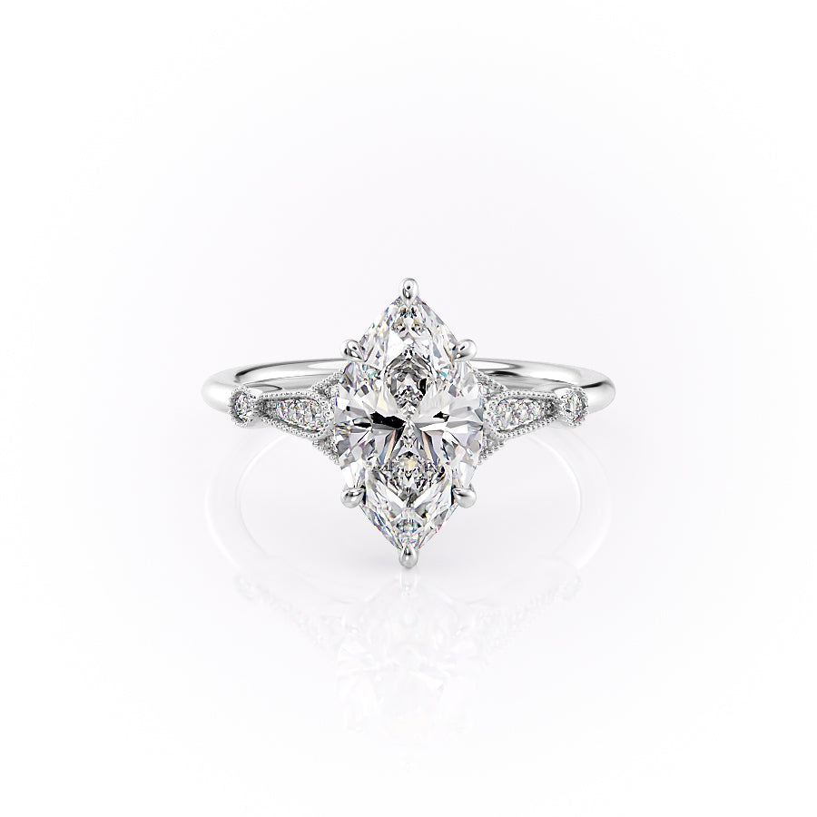 The Stephanie Set With A 1.5 Carat Marquise Moissanite