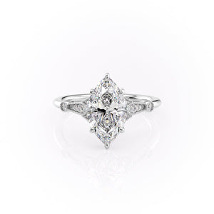 The Stephanie Set With A 1.5 Carat Marquise Moissanite