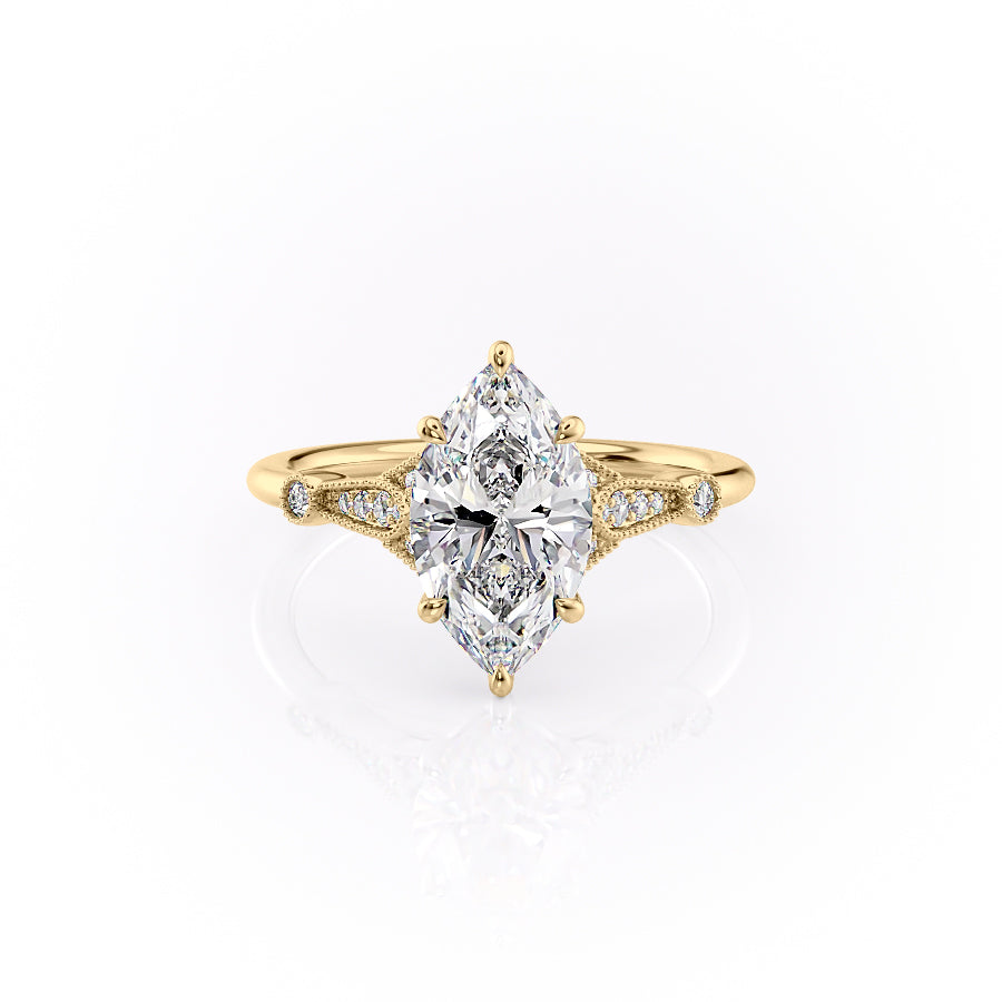 The Stephanie Set With A 1.5 Carat Marquise Moissanite