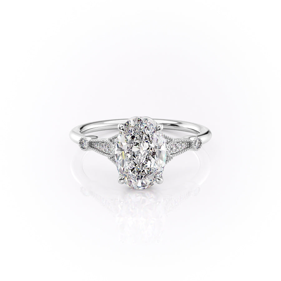 The Stephanie Set With A 1 Carat Oval Moissanite
