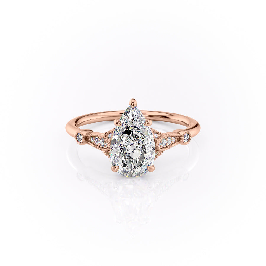 The Stephanie Set With A 1.5 Carat Pear Moissanite