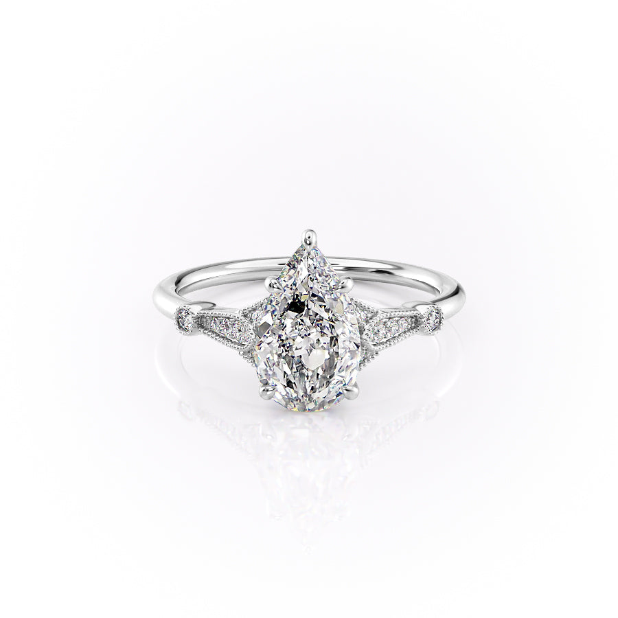 The Stephanie Set With A 1.5 Carat Pear Moissanite