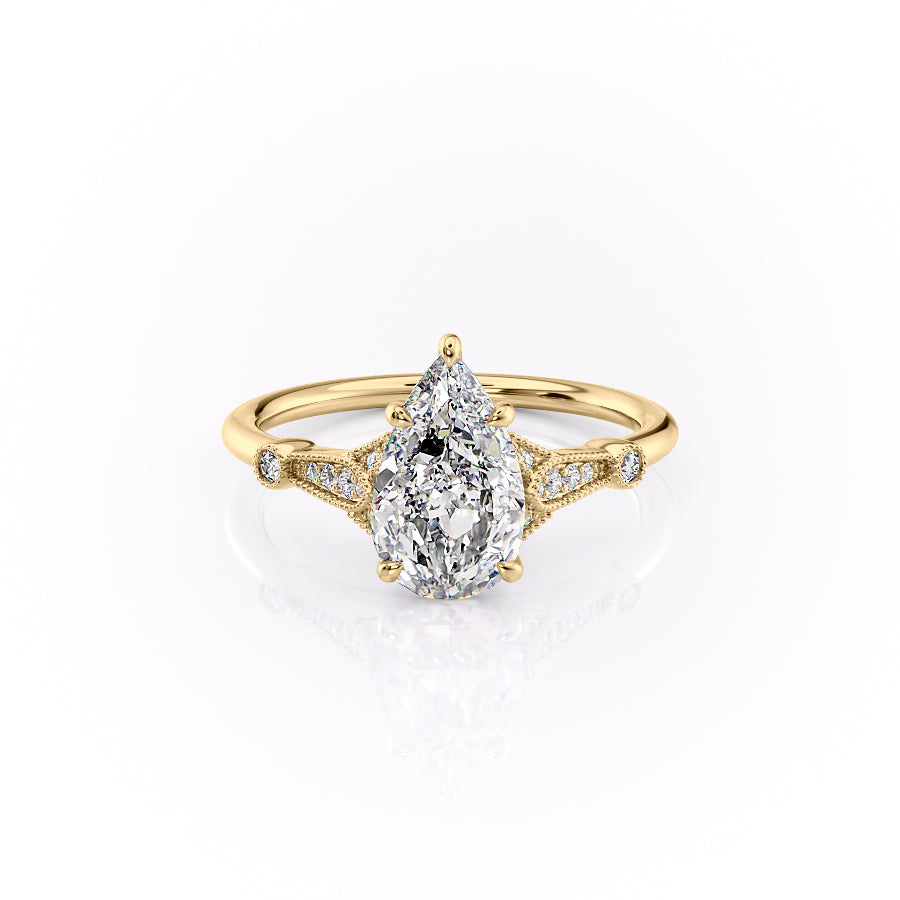 The Stephanie Set With A 1.5 Carat Pear Moissanite