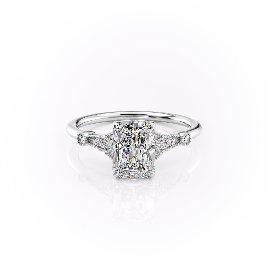 The Stephanie Set With A 1.5 Carat Radiant Moissanite