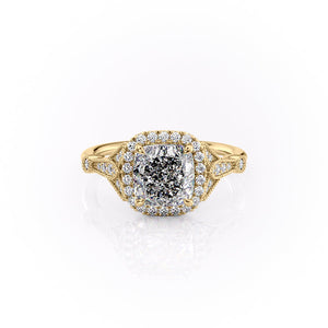The Halo Stephanie Set With A 1.5 Carat Cushion Moissanite