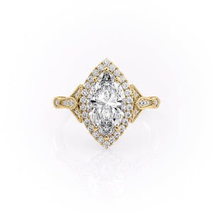 The Halo Stephanie Set With A 1 Carat Marquise Lab Diamond