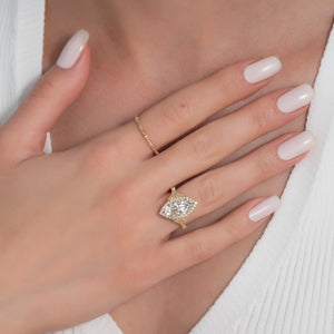 The Halo Stephanie Set With A 2 Carat Marquise Lab Diamond