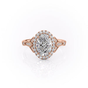 The Halo Stephanie Set With A 4.5 Carat Oval Moissanite