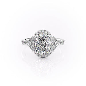 The Halo Stephanie Set With A 5 Carat Oval Moissanite