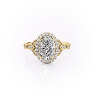 The Halo Stephanie Set With A 1 Carat Oval Lab Diamond