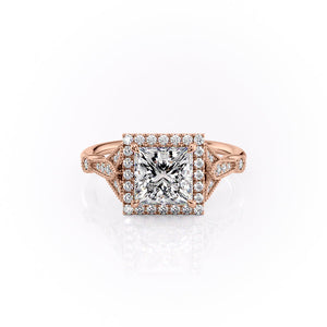 The Halo Stephanie Set With A 2.5 Carat Princess Moissanite