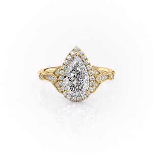 The Halo Stephanie Set With A 1 Carat Pear Lab Diamond